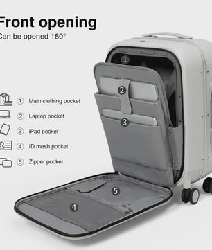 Mixi Aluminium Frame Koffer - Handbagage met Vooropening & 180° Opening