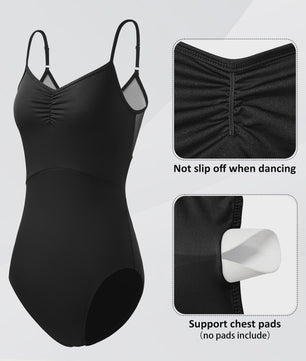 Verstelbaar Dans Leotard Dames met Mesh Rug en Borstvoering - Ballet & Danskleding