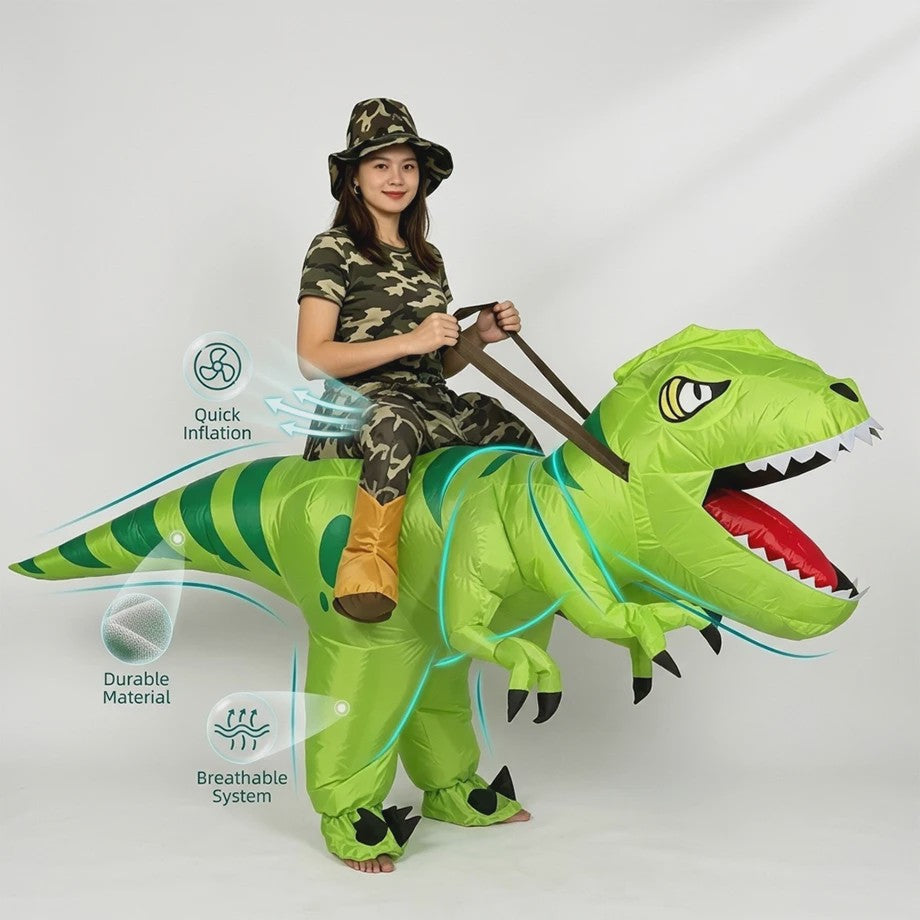 Opblaasbaar T-Rex Kostuum - Draak Rijden Dinosaurussen Outfit voor Kinderen