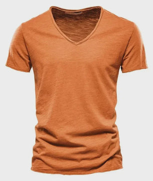 Heren T-shirt van 100% Katoen met V-hals - Dun & Kort Gebreid - Maten S-5XL