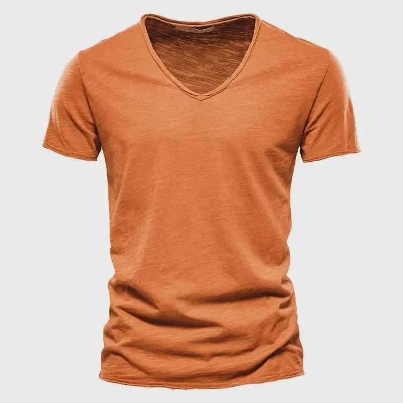 Heren T-shirt van 100% Katoen met V-hals - Dun & Kort Gebreid - Maten S-5XL