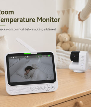 7 Inch Draadloze Babyfoon met Camera, Audio, Nachtzicht & Temperatuurmeter | VOX & Muziek