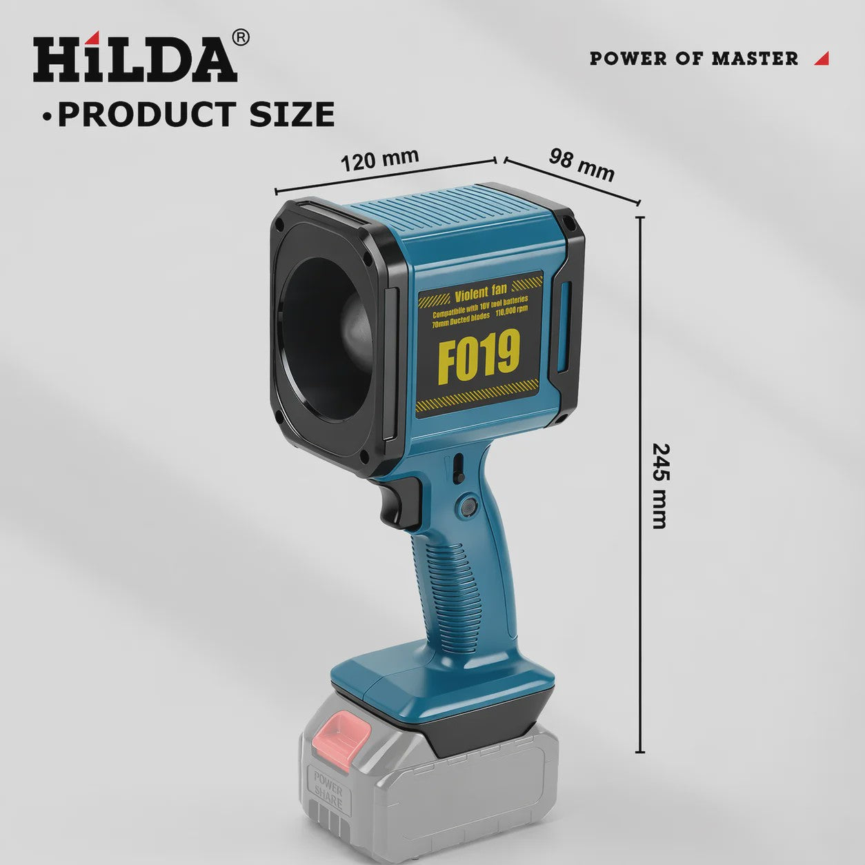 HILDA F019 Krachtige Snoerloze Luchtblazer - 1000W Turbo Ventilator