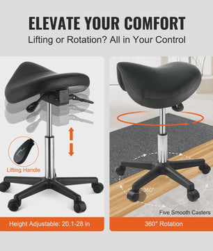 Ergonomische Zadelkruk met Wielen - In Hoogte Verstelbaar & 360° Draaibaar