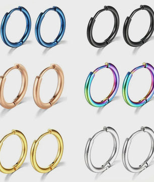 Roestvrijstalen Hoops Oorbellen - Goudkleurig, Zilver, Zwart & Regenboog - Unisex