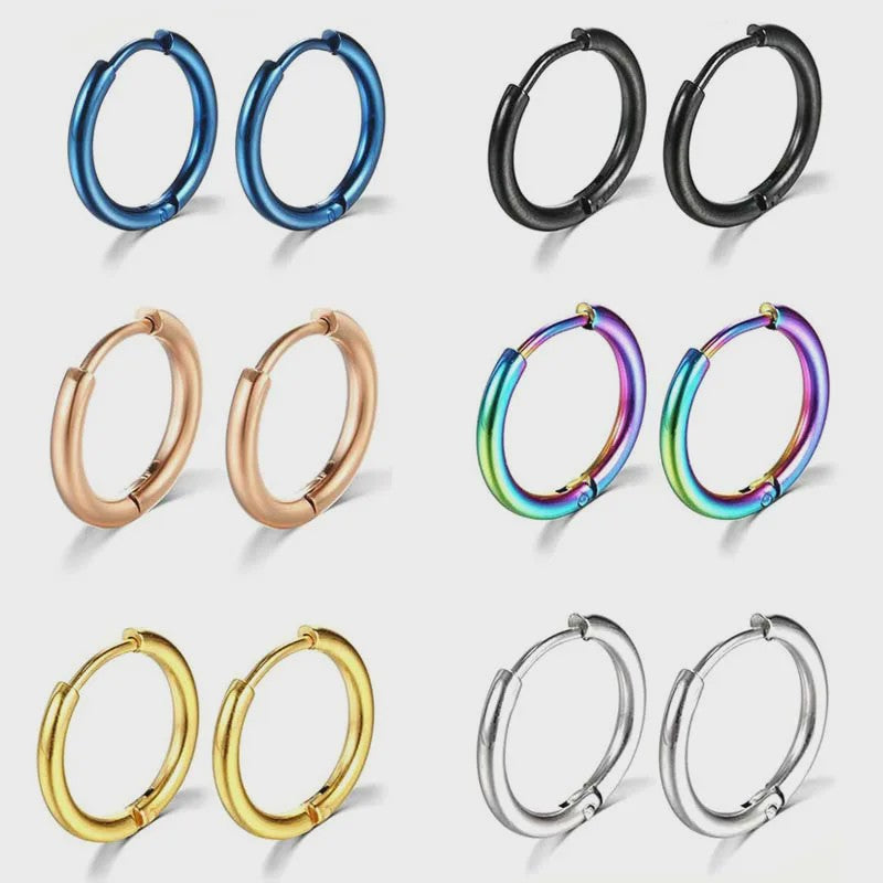 Roestvrijstalen Hoops Oorbellen - Goudkleurig, Zilver, Zwart & Regenboog - Unisex