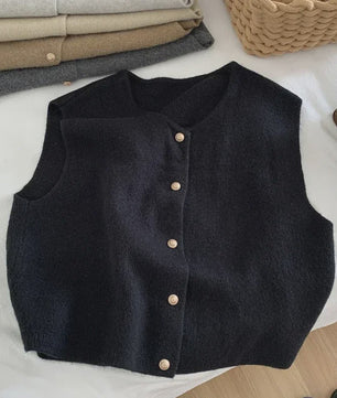 Elegante Gebreide Vest Dames - Mouwloos Vest met Knopen