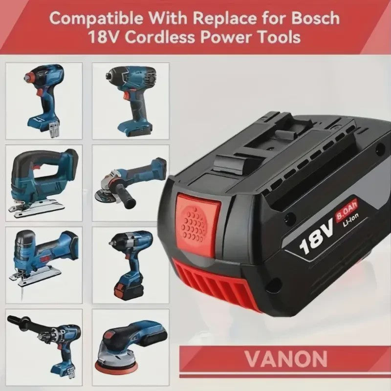 Bosch 18V 8.0Ah Li-Ion Accu Vervangend voor BAT609/BAT609G - Krachtige Gereedschapsbatterij