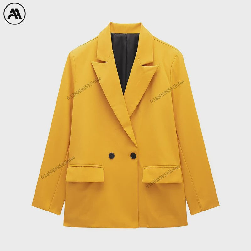 Dames Blazer met Zakken - Stijlvolle Dubbelzijdige Vintage Look