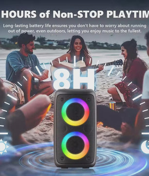 Draagbare Karaoke Bluetooth Speaker met Microfoon, FM Radio & LED Lichtshow