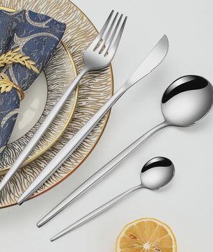24-delige RVS Bestekset - Diner, Dessert & Theelepels - Vaatwasserbestendig