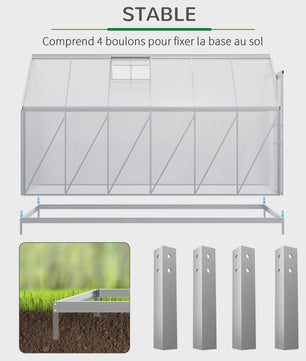 Outsunny Kassen 7,1 m² Aluminium Polycarbonaat met Fundering - Ruim en Duurzaam