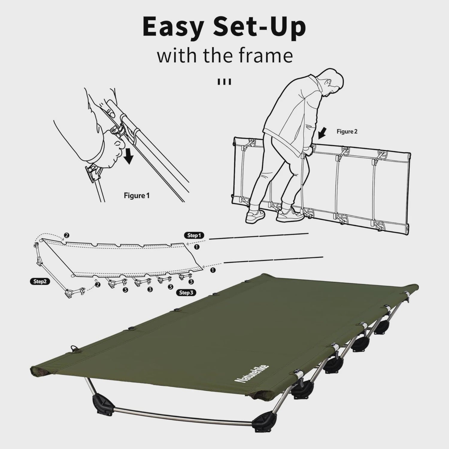 Naturehike Opklapbaar Campingbed - Draagbaar en Comfortabel voor Outdoor Avonturen (190x65cm)