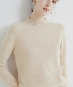 Dames Pullover Trui met Halve Hoge Hals - Zachte Gebreide Basic Top