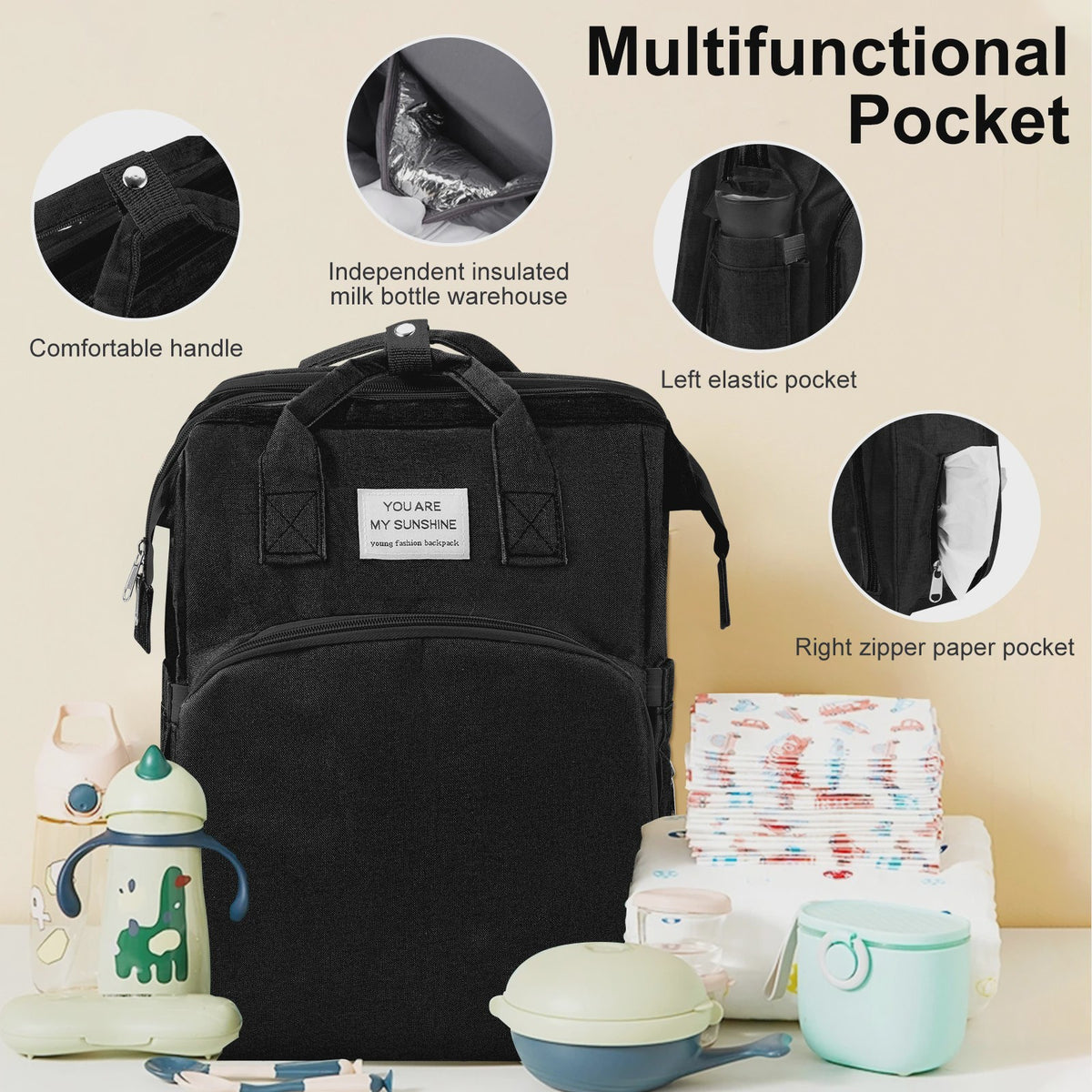 Multifunctionele Luiertas Rugzak met Babybedje - Grote Capaciteit & Waterdicht