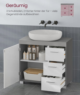 Onderbouw Wastafelkast met Lades en Poten - 70x30x64 cm