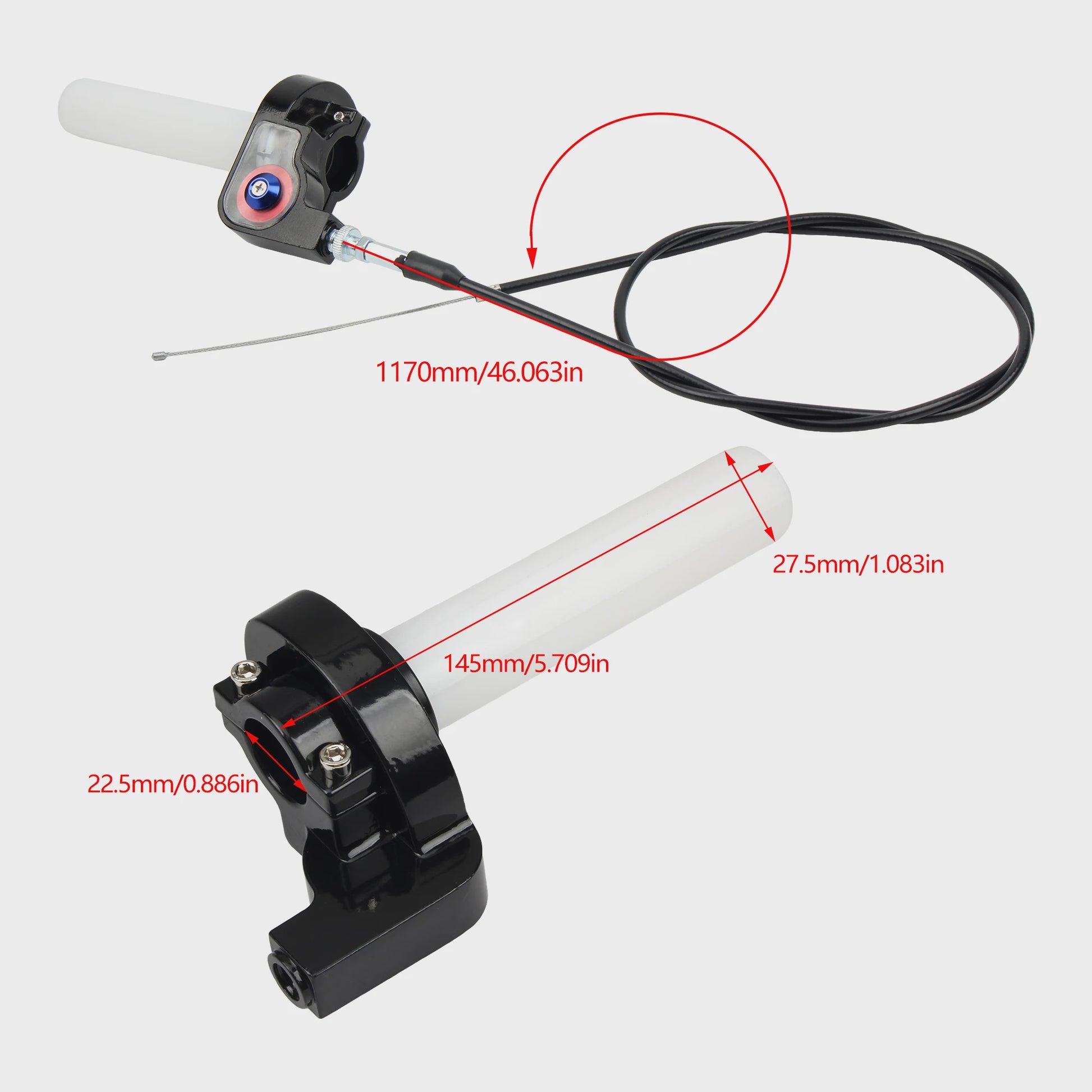 Universele Motor Gashendel Set met Kabel - 22mm Handvatten