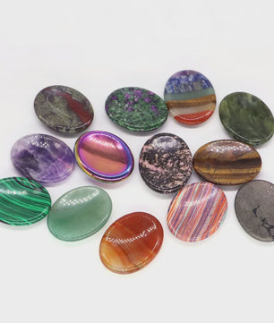 7 Chakra Kristallen Worry Stones - Ovalen Massage & Meditatie Edelstenen (35x45mm)