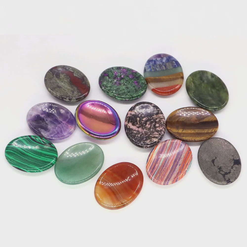7 Chakra Kristallen Worry Stones - Ovalen Massage & Meditatie Edelstenen (35x45mm)