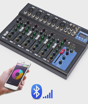 Professionele 7-Kanal Audio Mixer - Digitale Sound Console met USB MP3 Speler