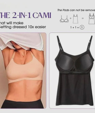 Dames Top met Ingebouwde Beha - Comfortabele Camisole Tanktop met Verstelbare Bandjes