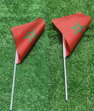 Marokko Handvlag 21x14cm met Plastic Stok - Polyester - Voor Sport & Decoratie