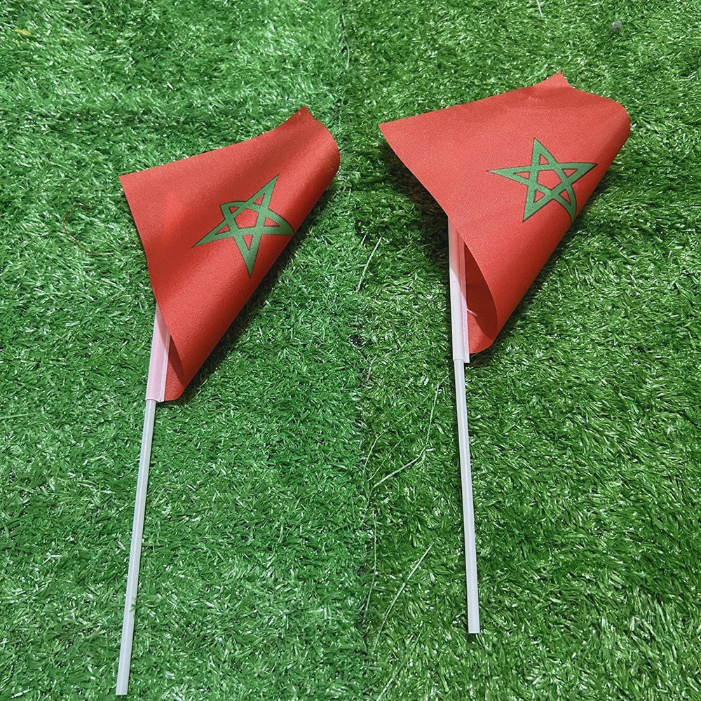 Marokko Handvlag 21x14cm met Plastic Stok - Polyester - Voor Sport & Decoratie