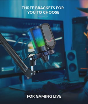 FIFINE A6T Gaming USB Microfoon Set met Arm Stand, RGB & Mute Functie