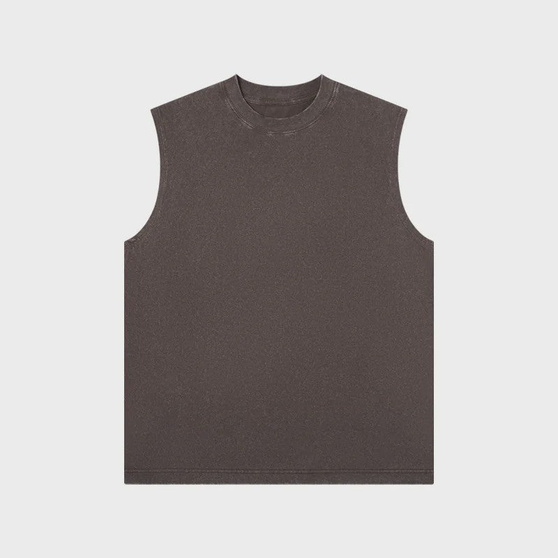 Herenshirt Mouwloos 230g Katoen - Retro Washed & Distressed Look