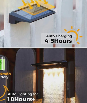 2x Solar Wandlampen 4 LED - Waterdicht Buitenlicht voor Hek, Tuin & Pad