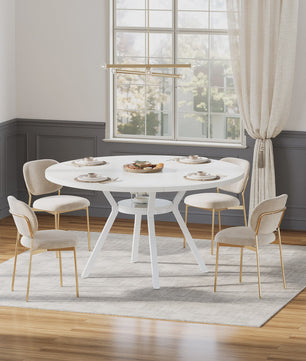 Ronde Eettafel 120cm met Opslag - Hout & Metaal - Geschikt voor 4-6 Personen