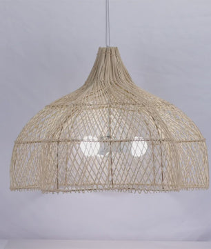 Rotan Hanglamp 60cm Beige - Sfeervolle Wicker Plafondlamp met E27 Fitting voor Woon- en Eetkamer