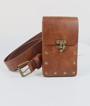 Middeleeuwse Cosplay Lederen Riem met Tas en Decoratieve Sleutels - Renaissance & Halloween Accessoire