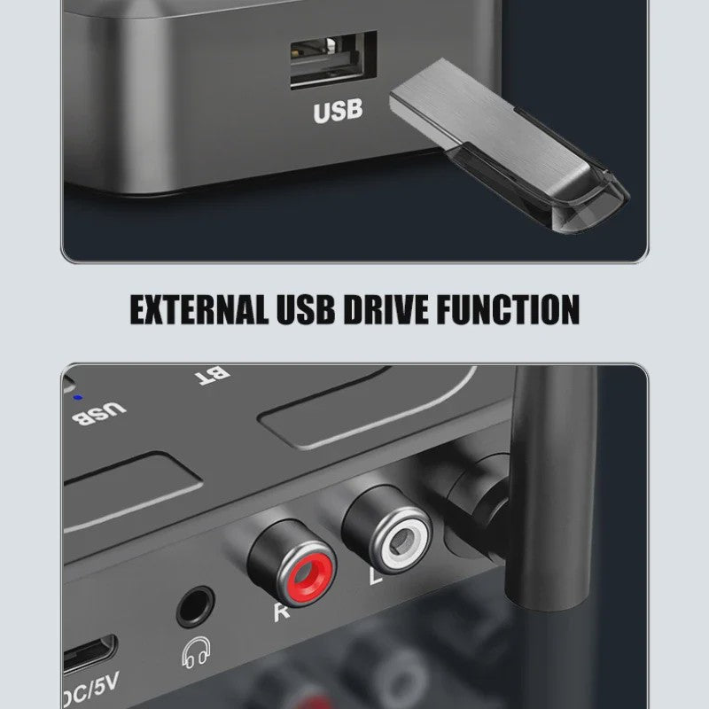 Bluetooth 6.0 Audio Receiver: Draadloze Muziek & HD Calls voor Auto, Speaker & Versterker via USB/AUX/RCA