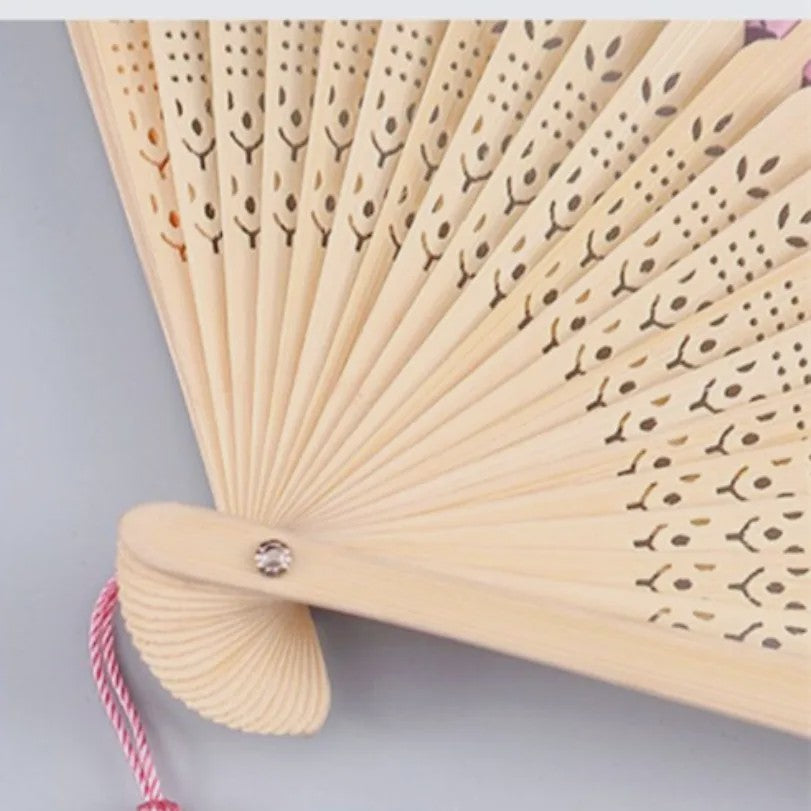 Vintage Zijden Vouwbare Handwaaier - Chinees/Japans Bamboe, Perfect voor Dans & Decoratie