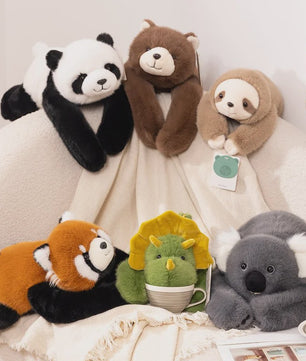 Kawaii Pluche Knuffel Dieren - Panda, Koala, Luiaard, Wasbeer, Dino (30-65cm) - Zacht & Decoratief