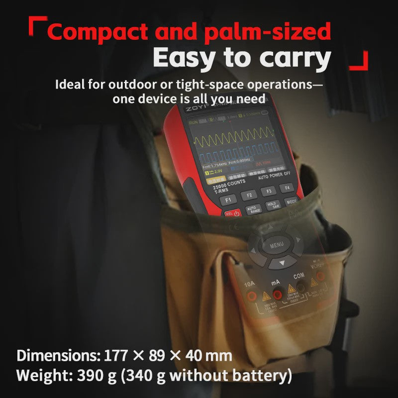 ZOYI ZT-703S: 3-in-1 Oscilloscope, Multimeter & Signaalgenerator (50MHz)