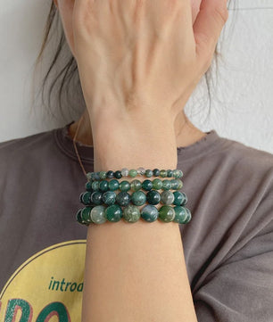 Handgemaakte Natuursteen Armbanden - Onyx & Agate Kralen - Yoga & Reiki Energie - Unisex 19cm