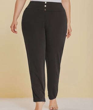 Dames Plus Size Gebreide Pantalon met Split - Comfortabel & Stijlvol voor Herfst/Winter