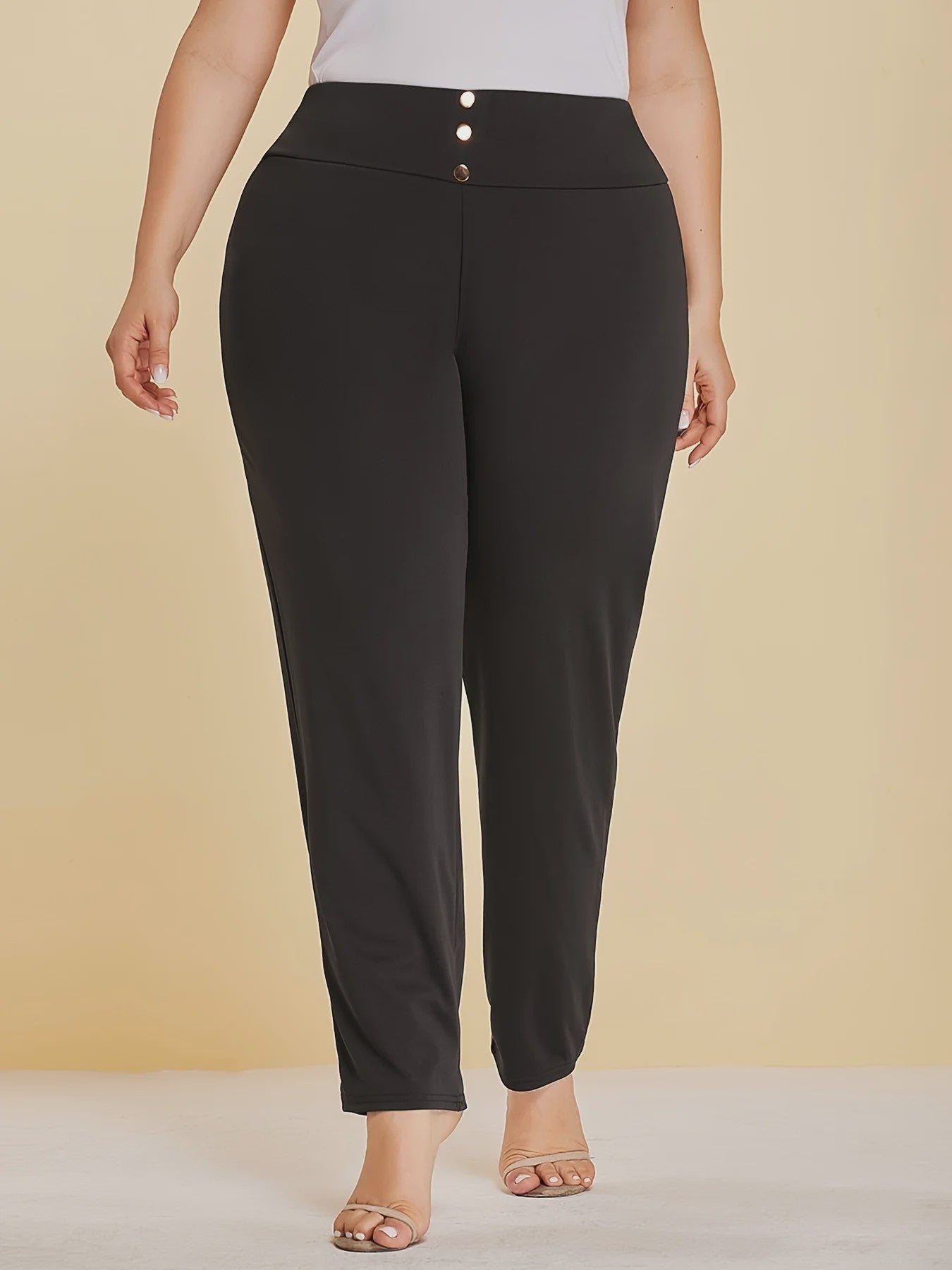 Dames Plus Size Gebreide Pantalon met Split - Comfortabel & Stijlvol voor Herfst/Winter