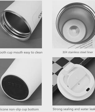 RVS Thermo Koffiebeker - Lekvrij Reizen - 380/510ML