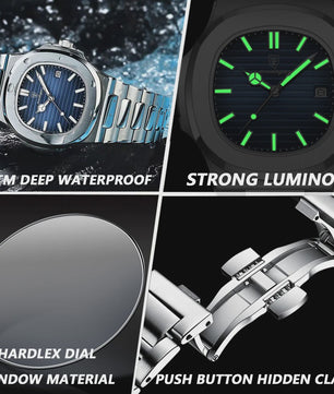POEDAGAR Luxe Herenhorloge - RVS, Waterdicht, Lichtgevend & Datumfunctie