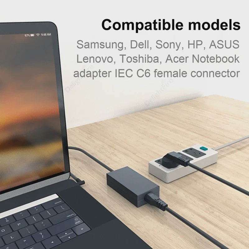 EU Stroomkabel IEC320 C5 - 0.5m, 1.2m of 5m - Voor Laptops, PC's, Monitoren & Meer