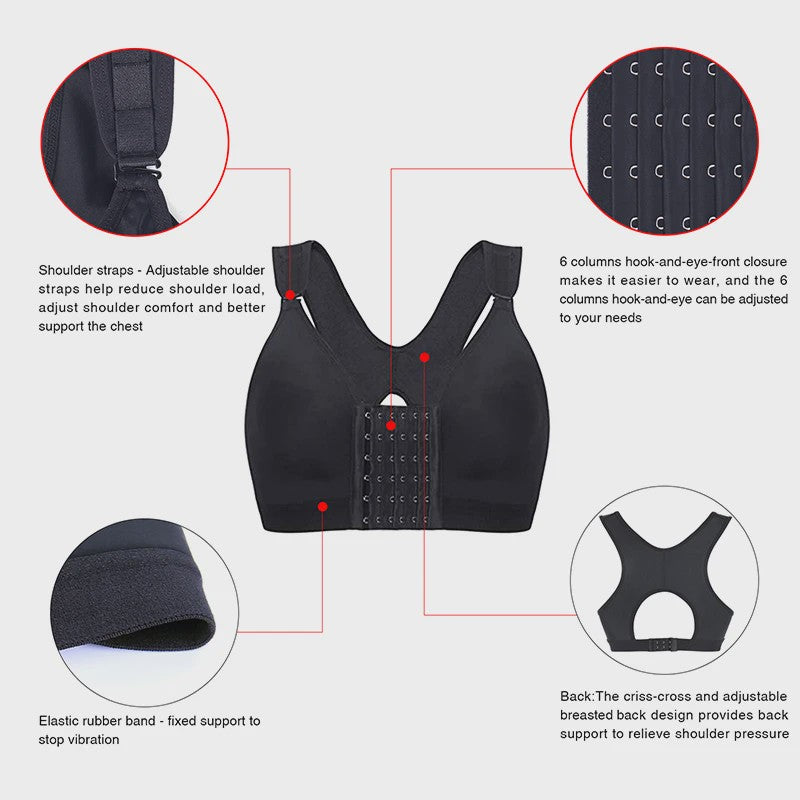 Naadloze Push-Up BH met Voorsluiting - Comfort & Steun voor Sport en Herstel