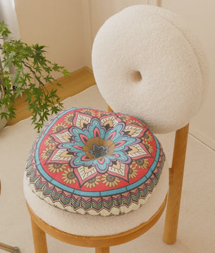 Bohemian Rond Kussen - Katoen & Linnen - Decoratief Vloer- of Stoelkussen