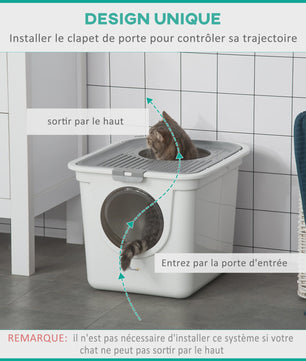 Pawhut Kattenbak Huisje met Dubbele Deuren en Schep - Wit