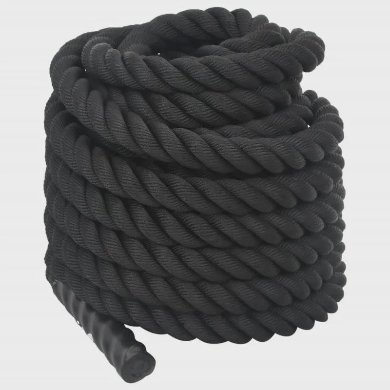 Black Battle Rope 12m - 9kg Polyester - Krachttraining & Uithoudingsvermogen