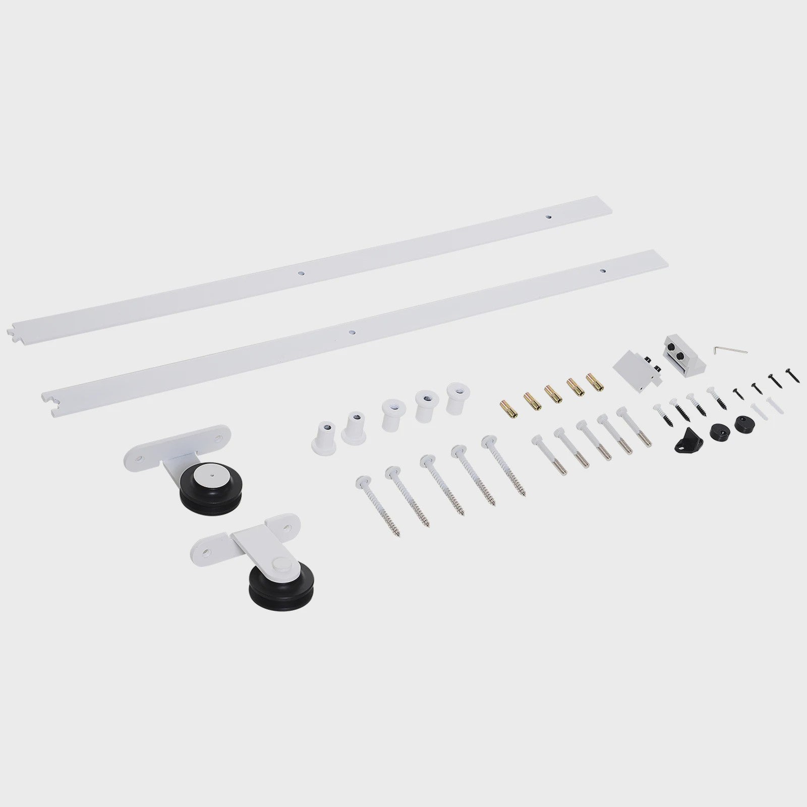 HOMCOM Schuifdeur Set - Zwart Carbon Staal - 183 cm Rail