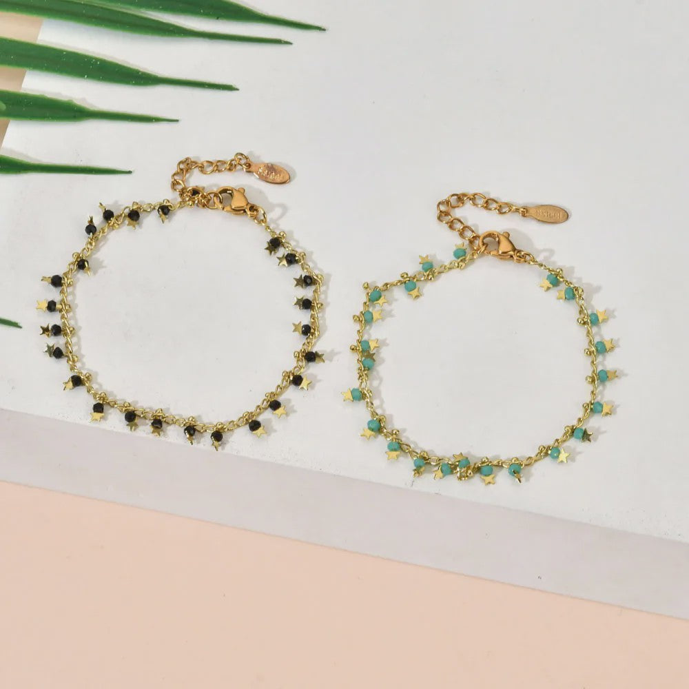 Bohemian Kralen Armband met Sterren & Tassel - Goudkleurig