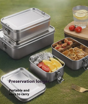 RVS Bento Lunchbox met Afsluitbare Clips - Voedselcontainer voor Werk en School